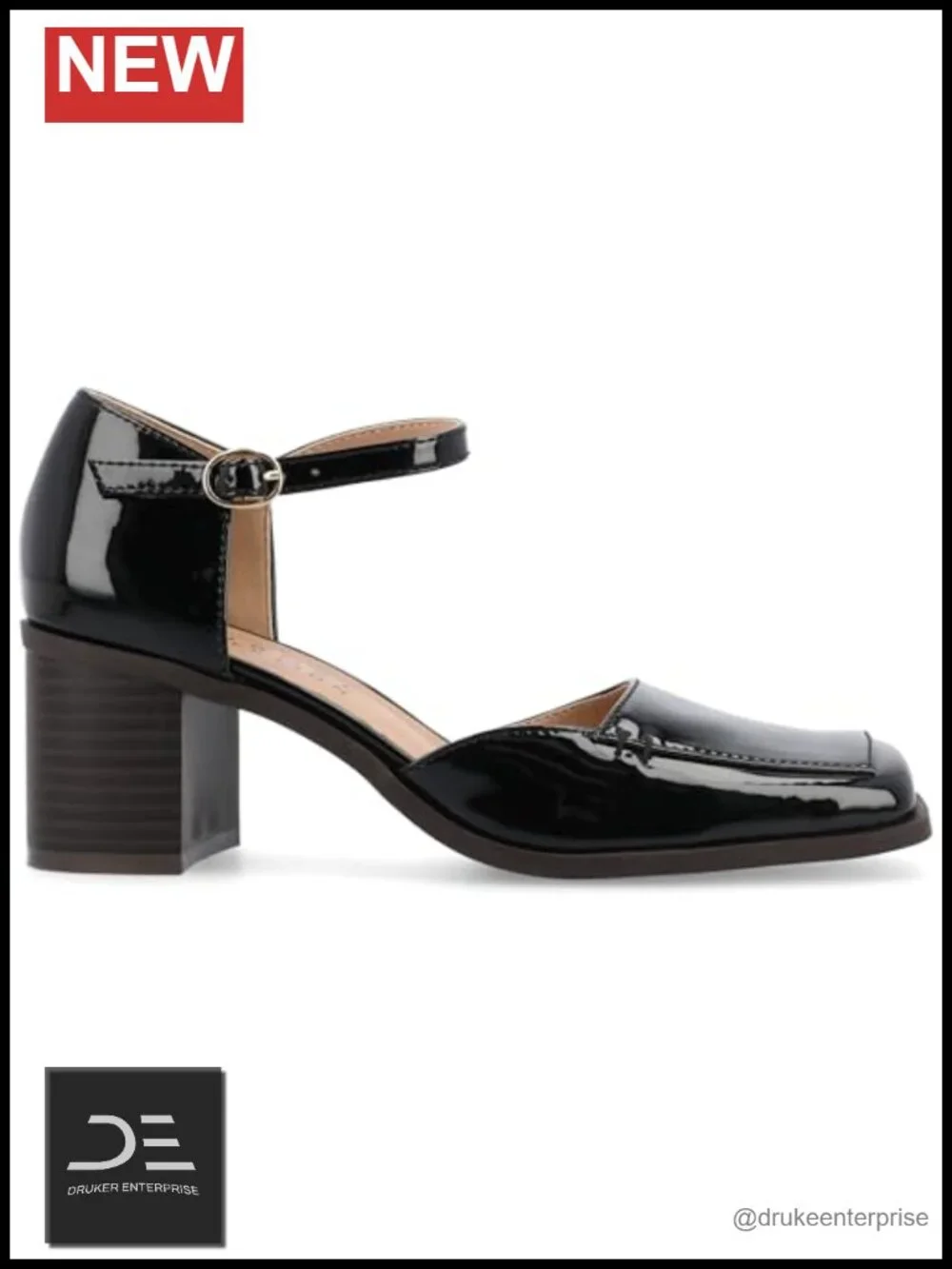 Journee Collection Womens Evangeline Chunky Stacked Block Heel Open Square Toe